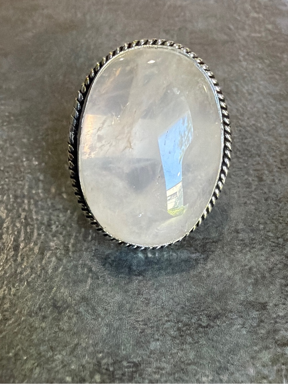 Vintage Style Women Jewelry Ring  Size 9 Silver 925 Plated Milky Quartz Stone